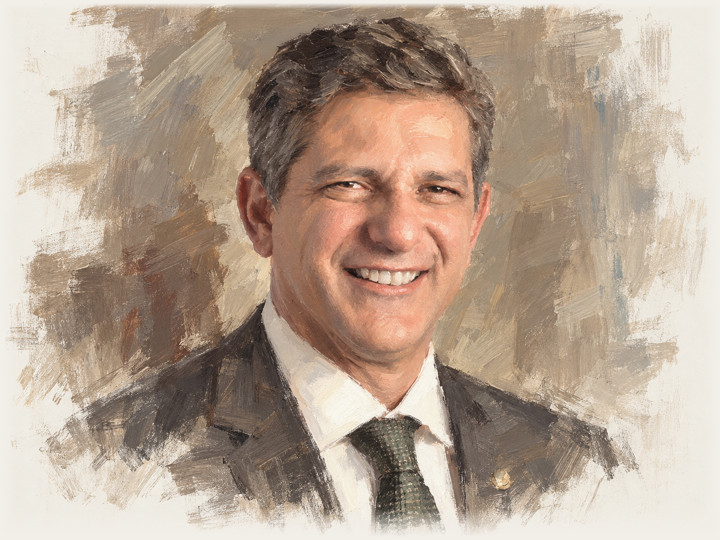 Retrato em pintura a óleo do senador Rogério Carvalho, relator da PEC 18/2025 na CCJ do Senado, feito a partir da foto oficial do Senado Federal